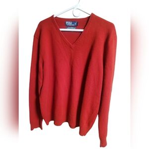 Mens Polo Ralph Lauren Red lambs wool sweater size XL